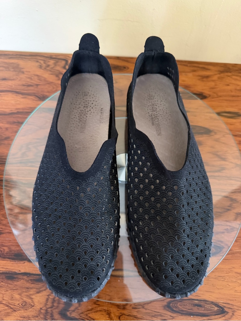Ilse Jacobsen Tulip Black Laser Cut Slip On Perforated Sneakers Size 8